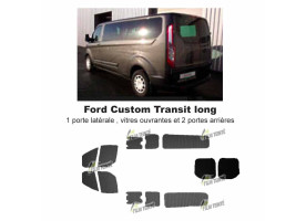 Transit Custom (2014-ACTUEL) Long. Vitres ouvrantes et 2 portes arrières